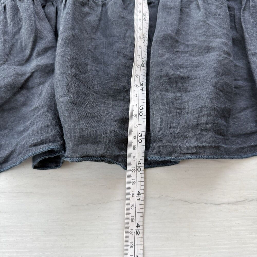 CP Shades Sz Small Dark Blue Tiered 100% Linen Lagenlook Tunic Dress Minimalist - Picture 8 of 8